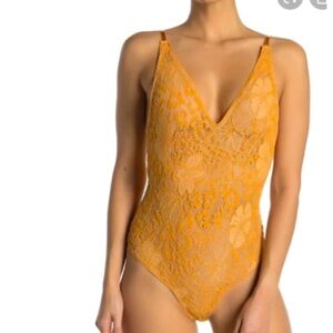 NWT Free People Live It Up Bodysuit Lace Orange